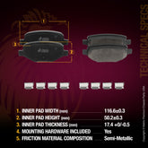 Metrix Premium Rear Semi-Metallic Disc Brake Pad Set 93947MS OEM fit spare parts
